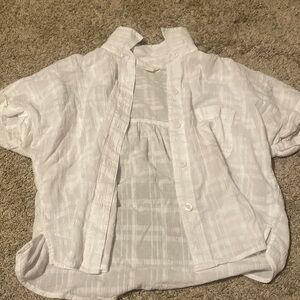 White cropped button down